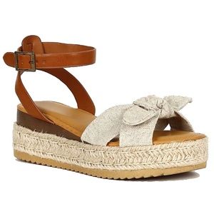 New Bow Natural Espadrille Flatform Sandals